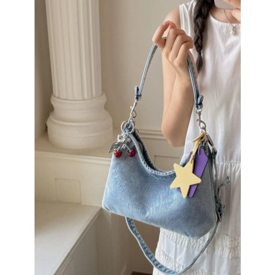 Star Charm Denim Shoulder Bag Medium / onesize Apparel and Accessories