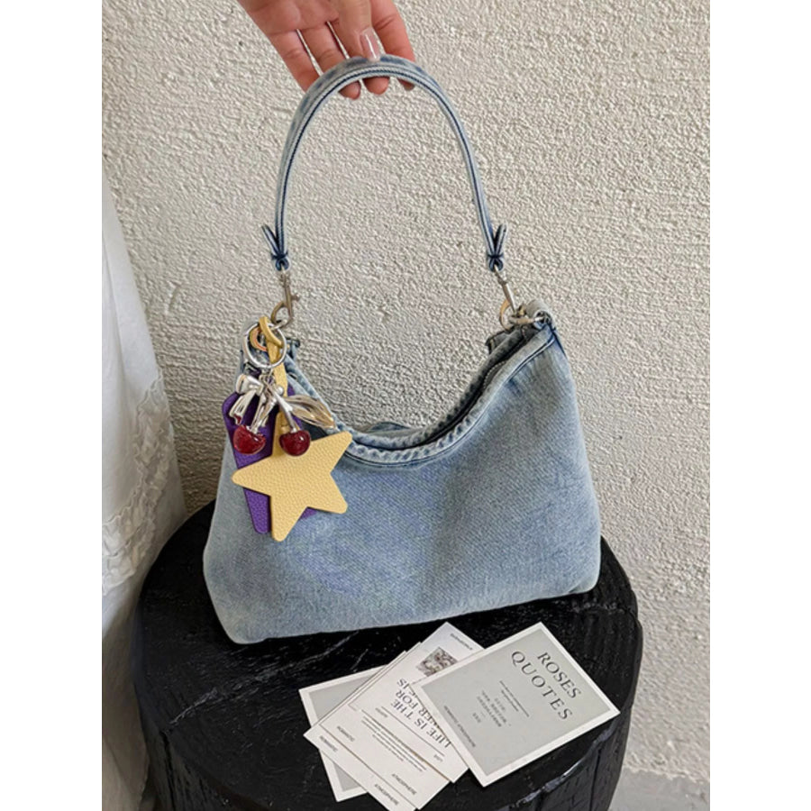 Star Charm Denim Shoulder Bag Medium / onesize Apparel and Accessories