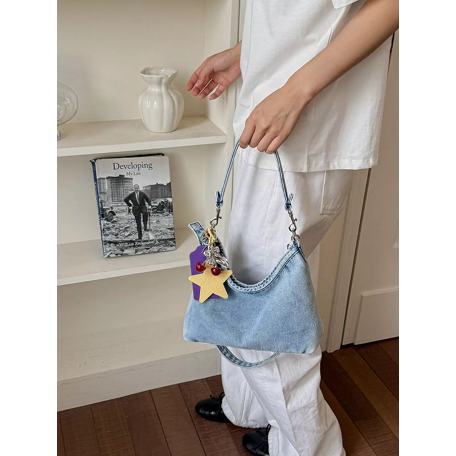 Star Charm Denim Shoulder Bag Medium / onesize Apparel and Accessories