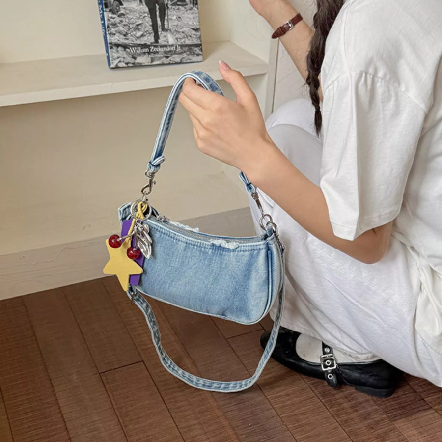 Star Charm Denim Shoulder Bag Medium / onesize Apparel and Accessories