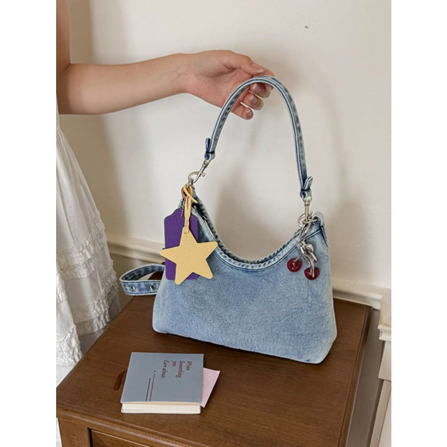 Star Charm Denim Shoulder Bag Medium / onesize Apparel and Accessories