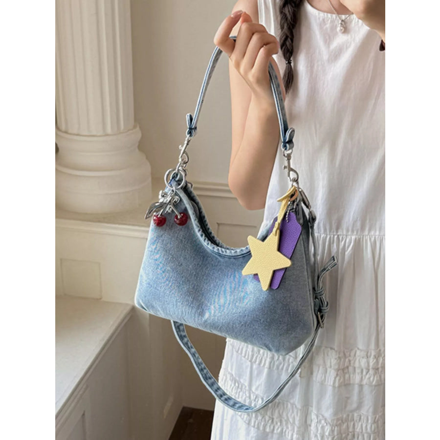 Star Charm Denim Shoulder Bag Medium / onesize Apparel and Accessories
