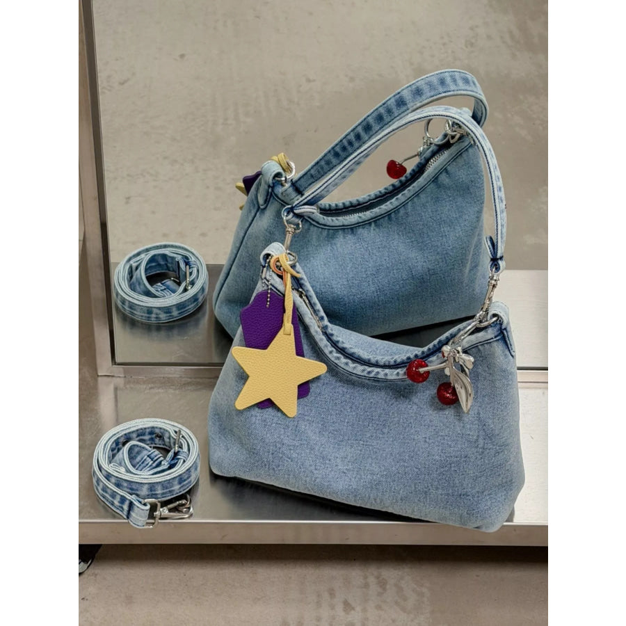 Star Charm Denim Shoulder Bag Medium / onesize Apparel and Accessories