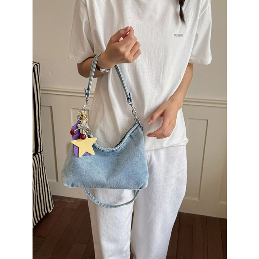 Star Charm Denim Shoulder Bag Medium / onesize Apparel and Accessories
