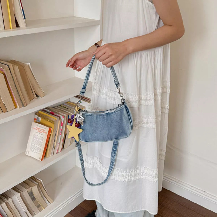 Star Charm Denim Shoulder Bag Medium / onesize Apparel and Accessories