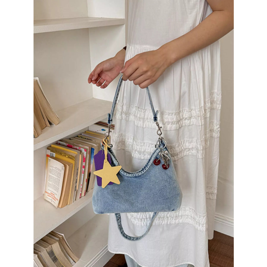Star Charm Denim Shoulder Bag Medium / onesize Apparel and Accessories