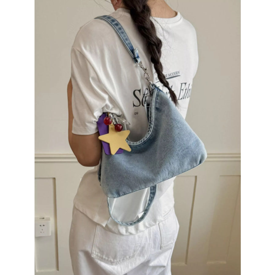 Star Charm Denim Shoulder Bag Medium / onesize Apparel and Accessories