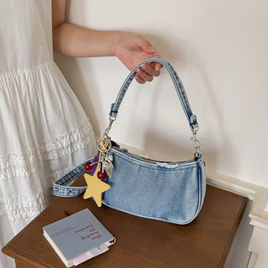 Star Charm Denim Shoulder Bag Medium / onesize Apparel and Accessories