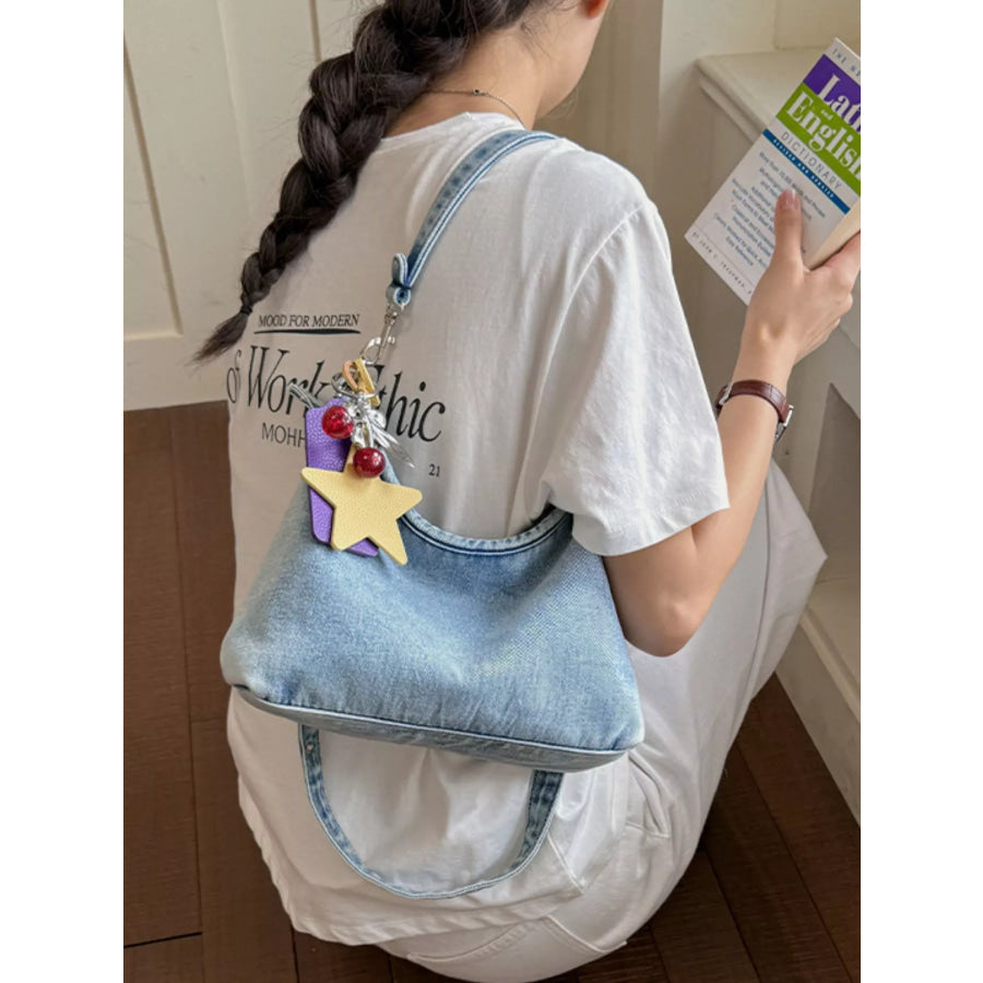 Star Charm Denim Shoulder Bag Medium / onesize Apparel and Accessories