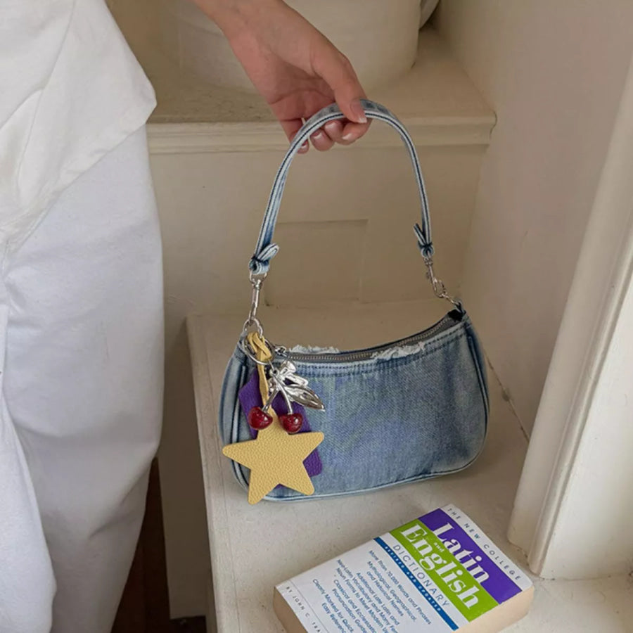 Star Charm Denim Shoulder Bag Medium / onesize Apparel and Accessories