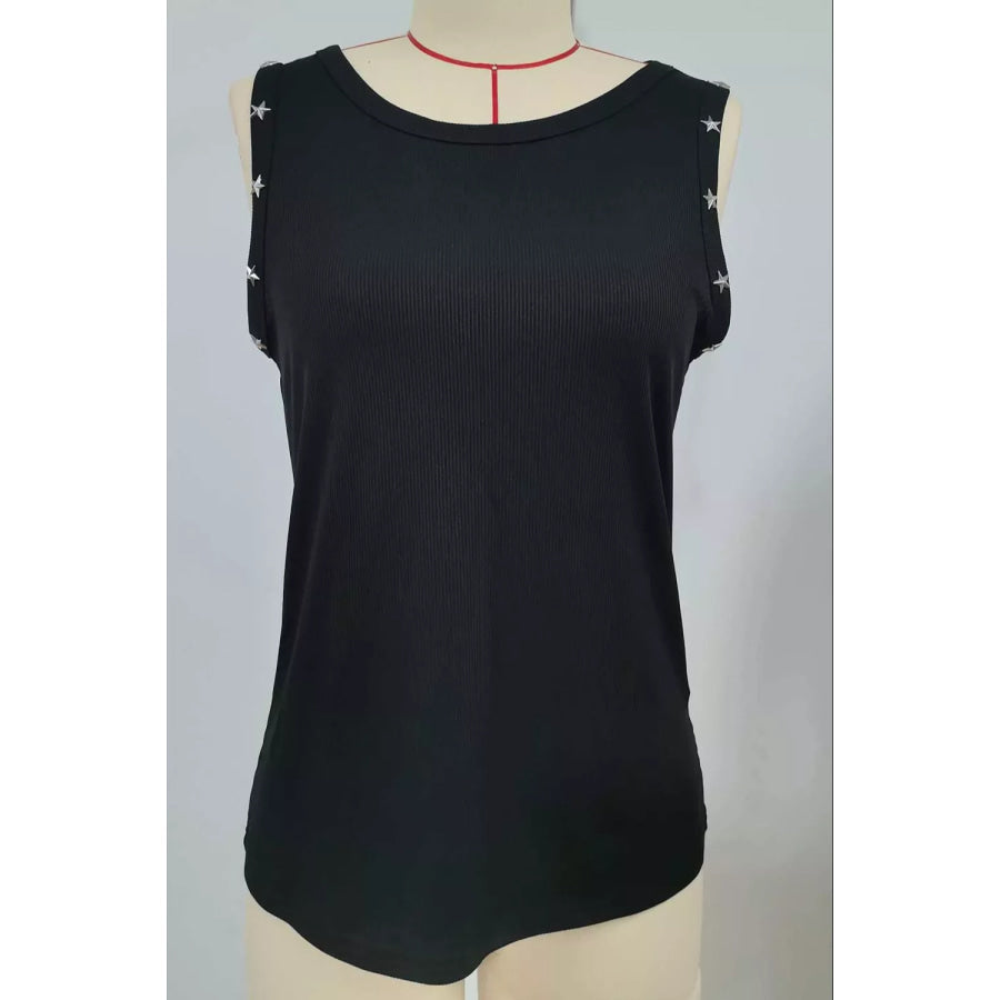 Star Detail Ribbed Tank Apparel and Accessories