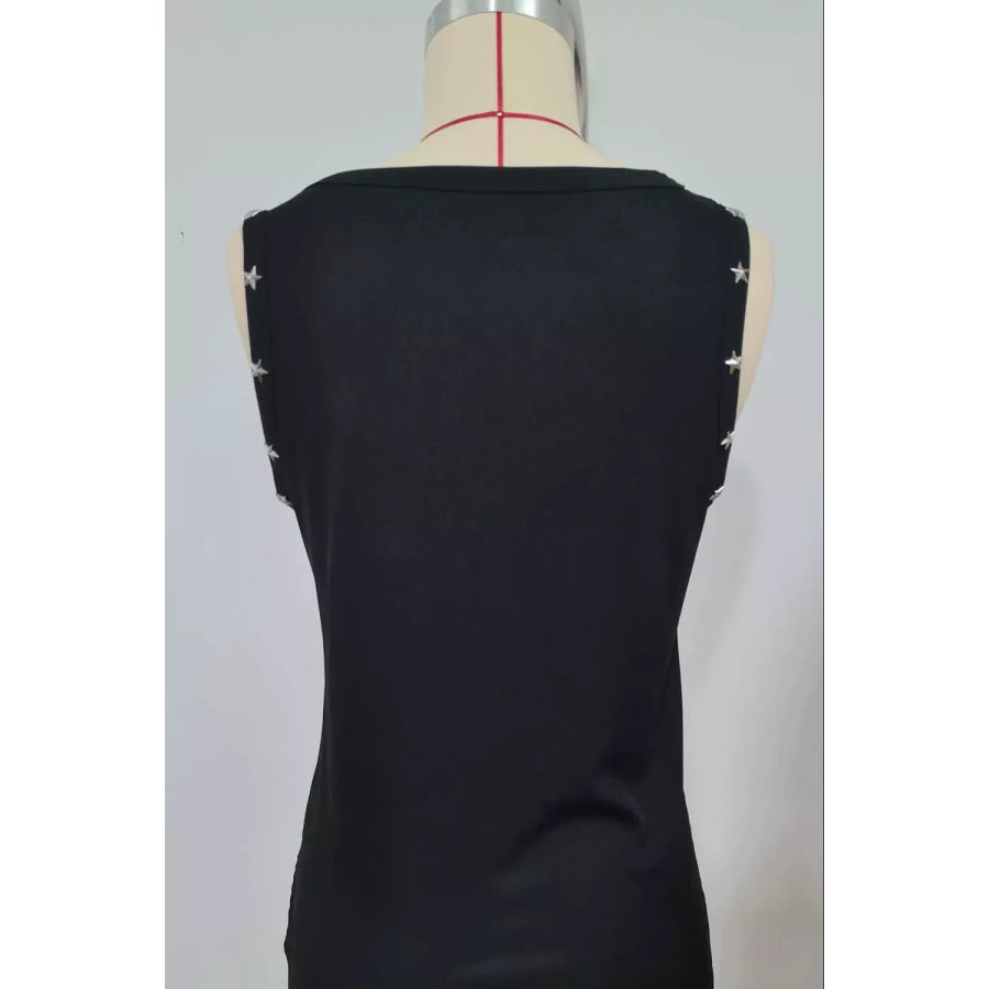 Star Detail Ribbed Tank Apparel and Accessories