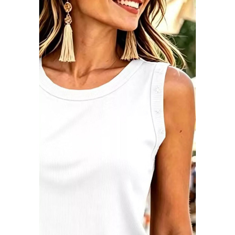 Star Detail Ribbed Tank Apparel and Accessories