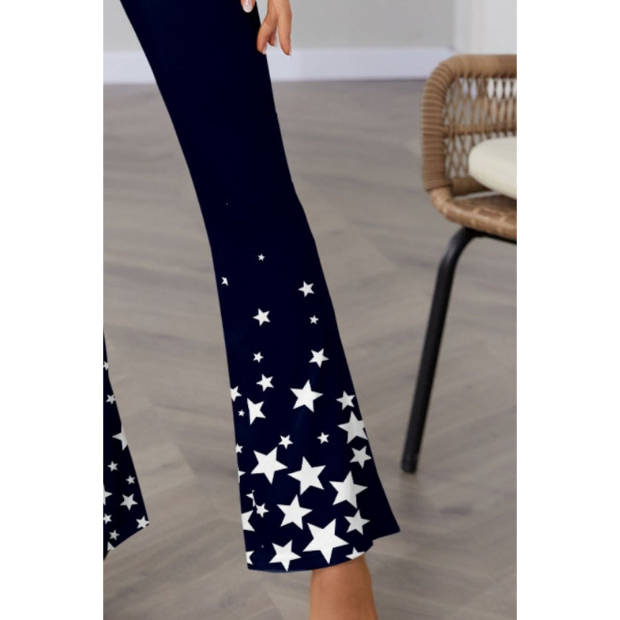 Star Elastic Waist Bootcut Pants