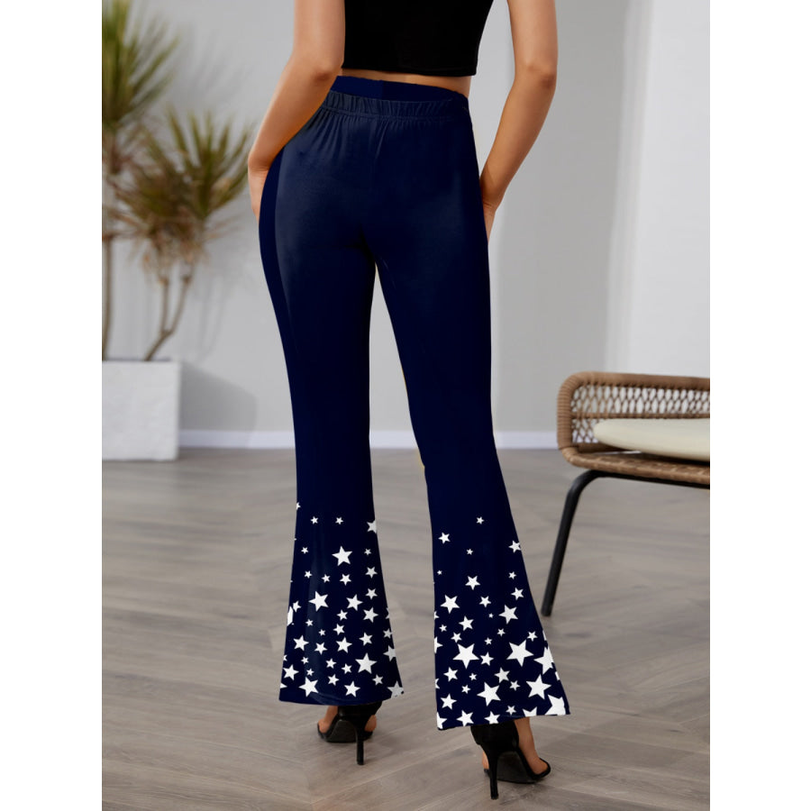 Star Elastic Waist Bootcut Pants