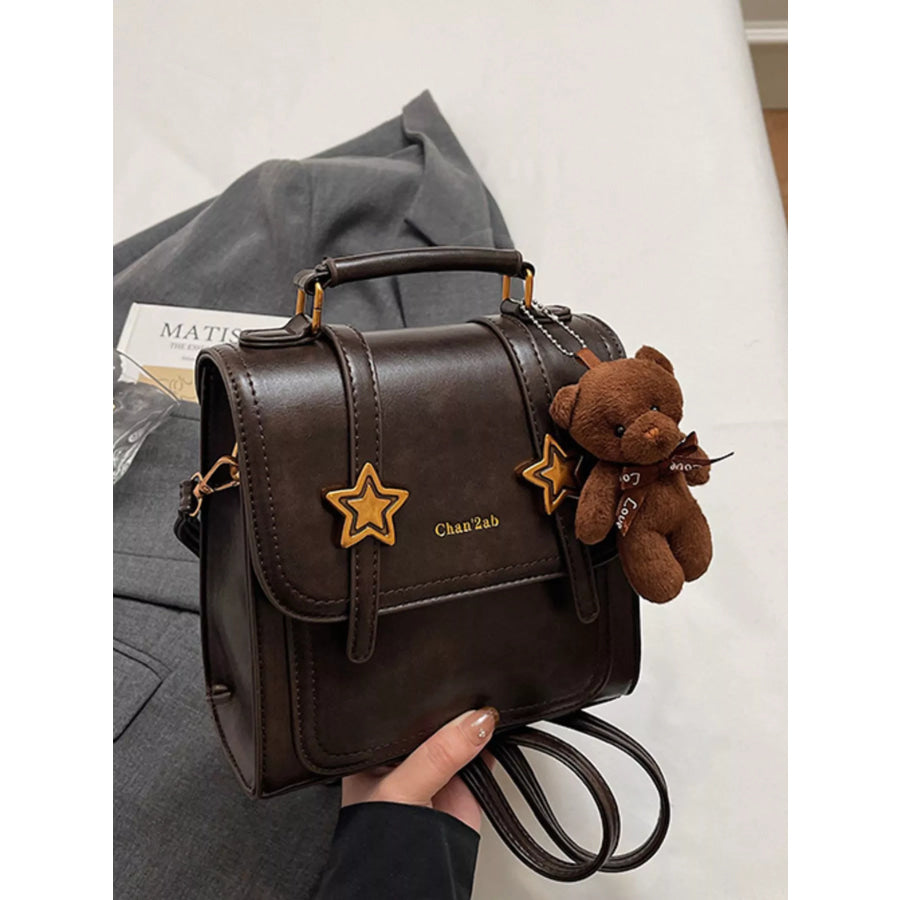 Star-Embellished Convertible Backpack Bag Brown / onesize Apparel and Accessories