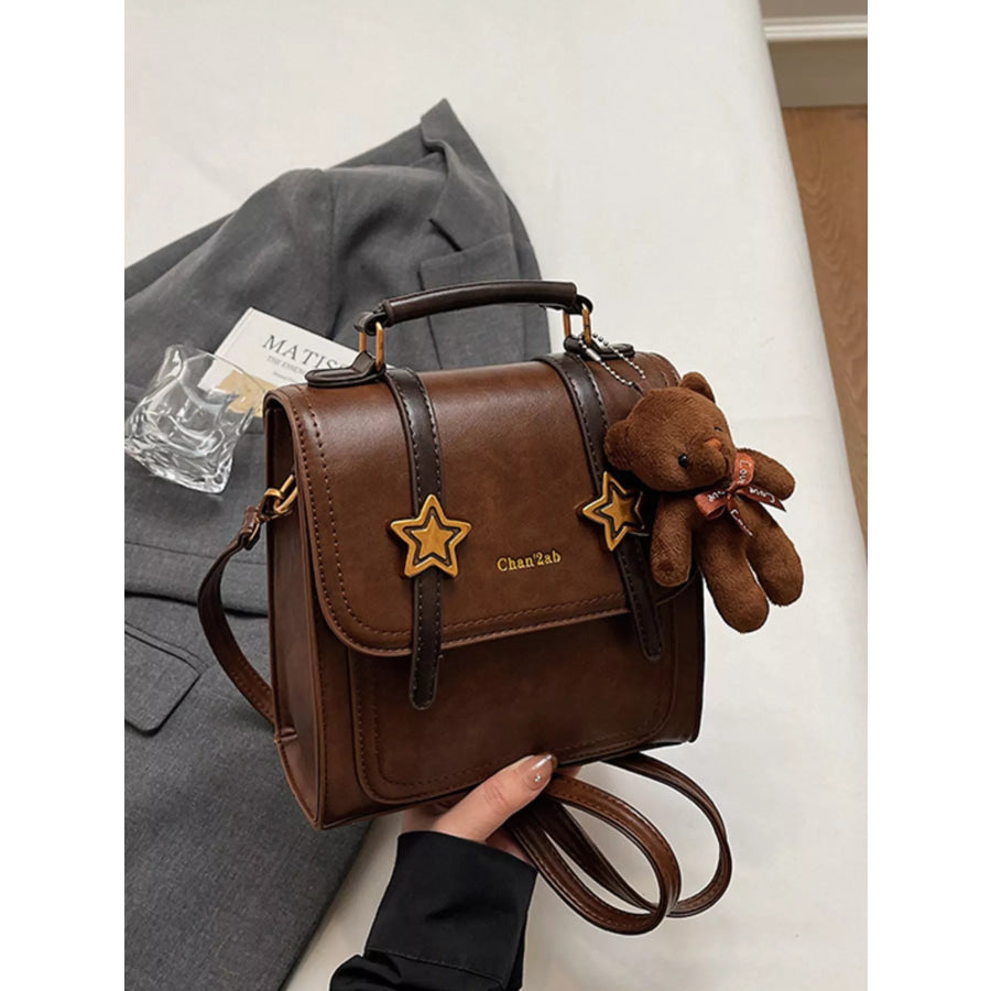 Star-Embellished Convertible Backpack Bag Brown / onesize Apparel and Accessories