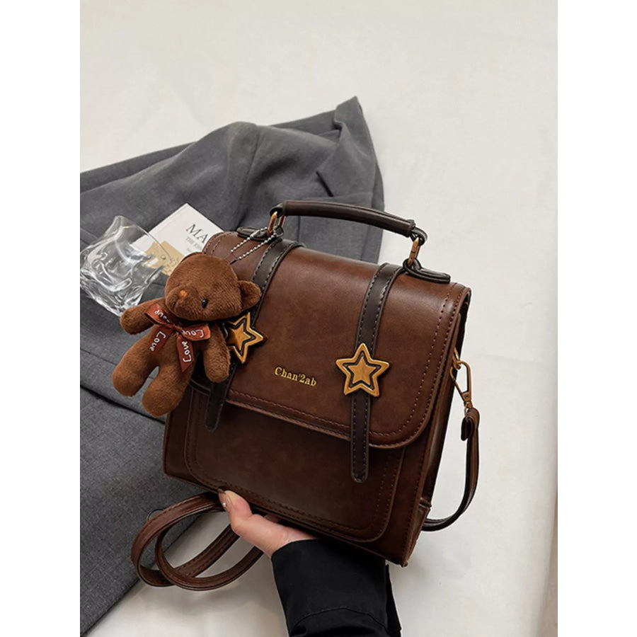 Star-Embellished Convertible Backpack Bag Brown / onesize Apparel and Accessories