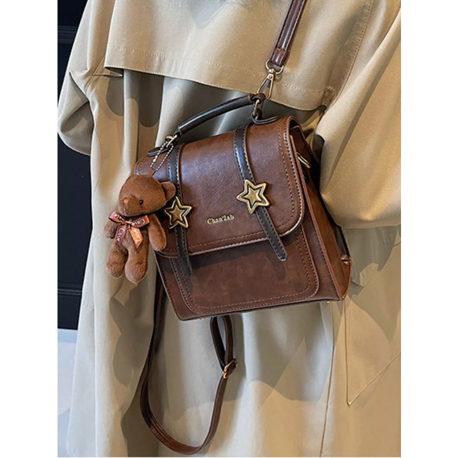Star-Embellished Convertible Backpack Bag Brown / onesize Apparel and Accessories