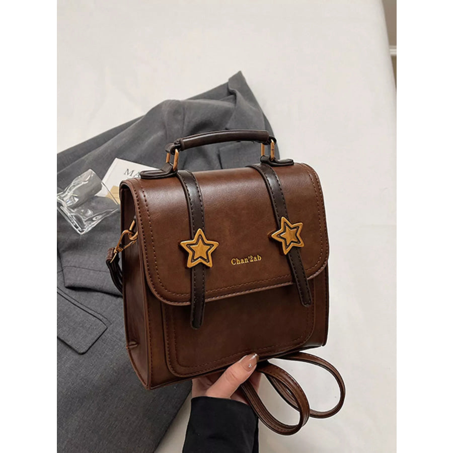 Star-Embellished Convertible Backpack Bag Brown / onesize Apparel and Accessories