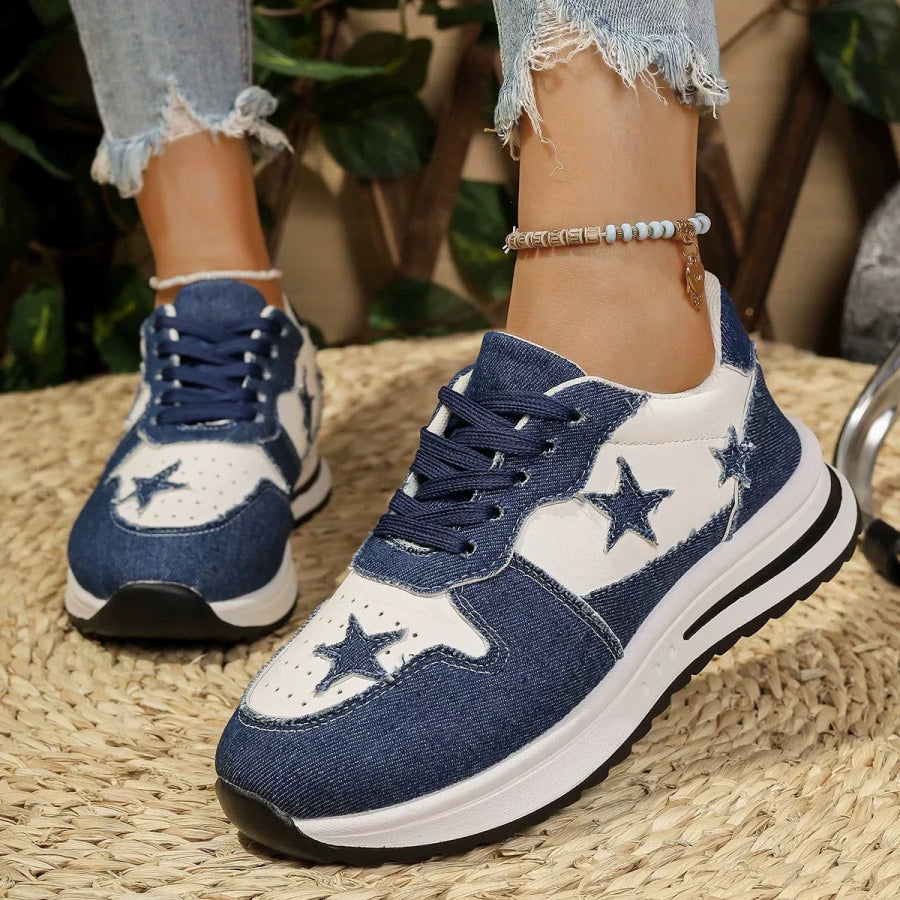 Star Lace Up Sneakers Apparel and Accessories