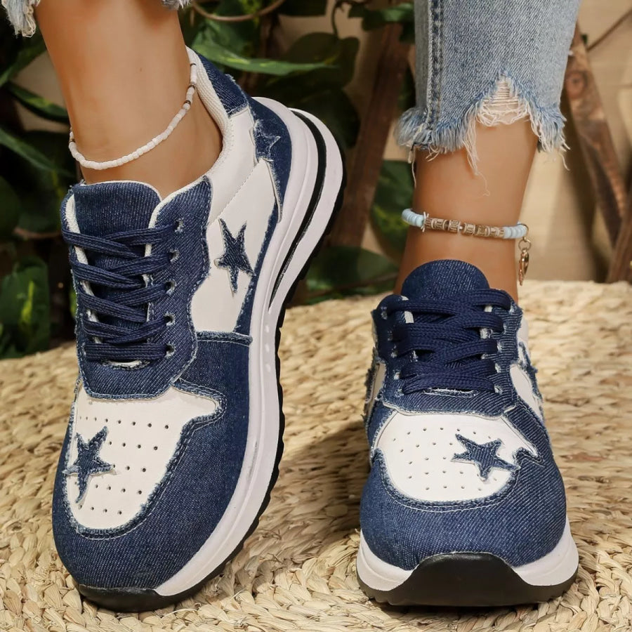 Star Lace Up Sneakers Apparel and Accessories