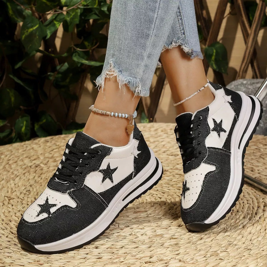 Star Lace Up Sneakers Apparel and Accessories