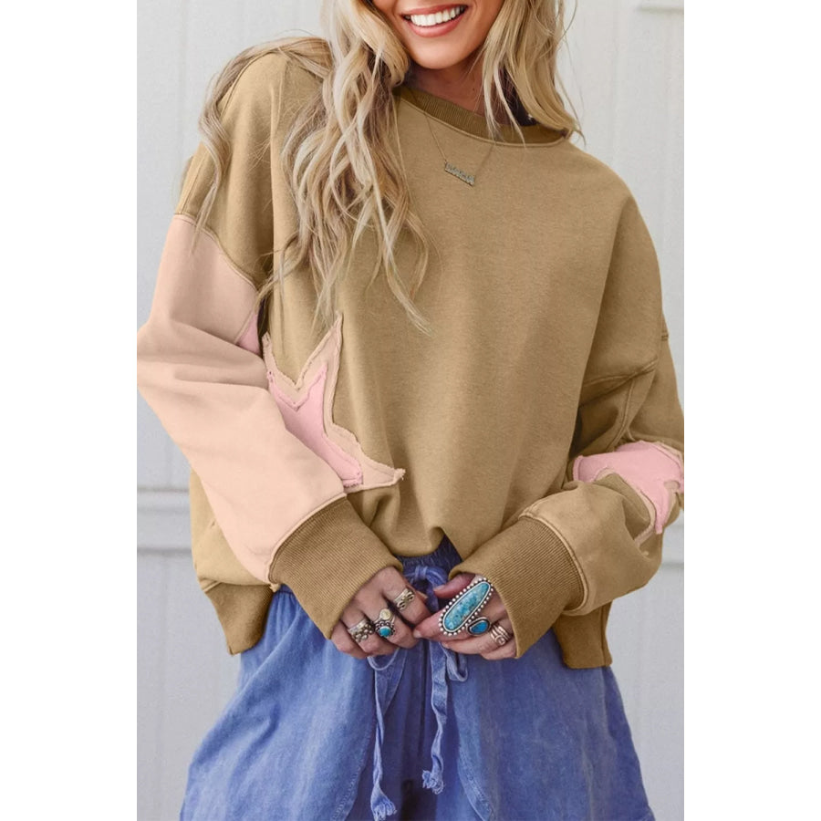 Star Patch Crew Neck Sweatshirt Apparel and Accessories