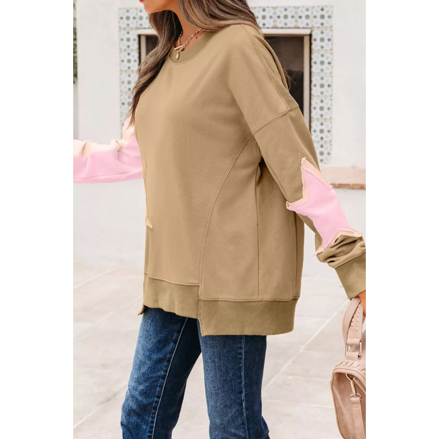 Star Patch Crew Neck Sweatshirt Apparel and Accessories