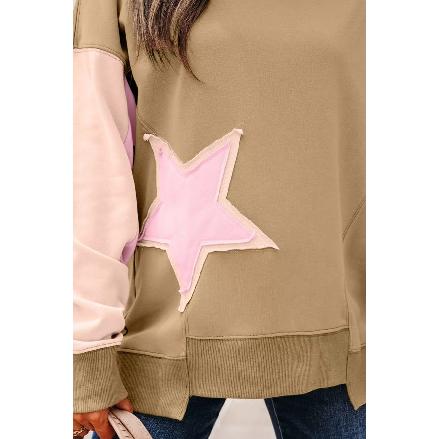 Star Patch Crew Neck Sweatshirt Apparel and Accessories