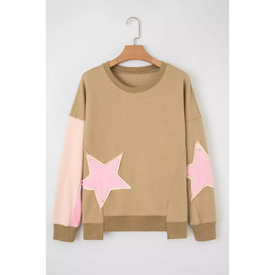 Star Patch Crew Neck Sweatshirt Apparel and Accessories