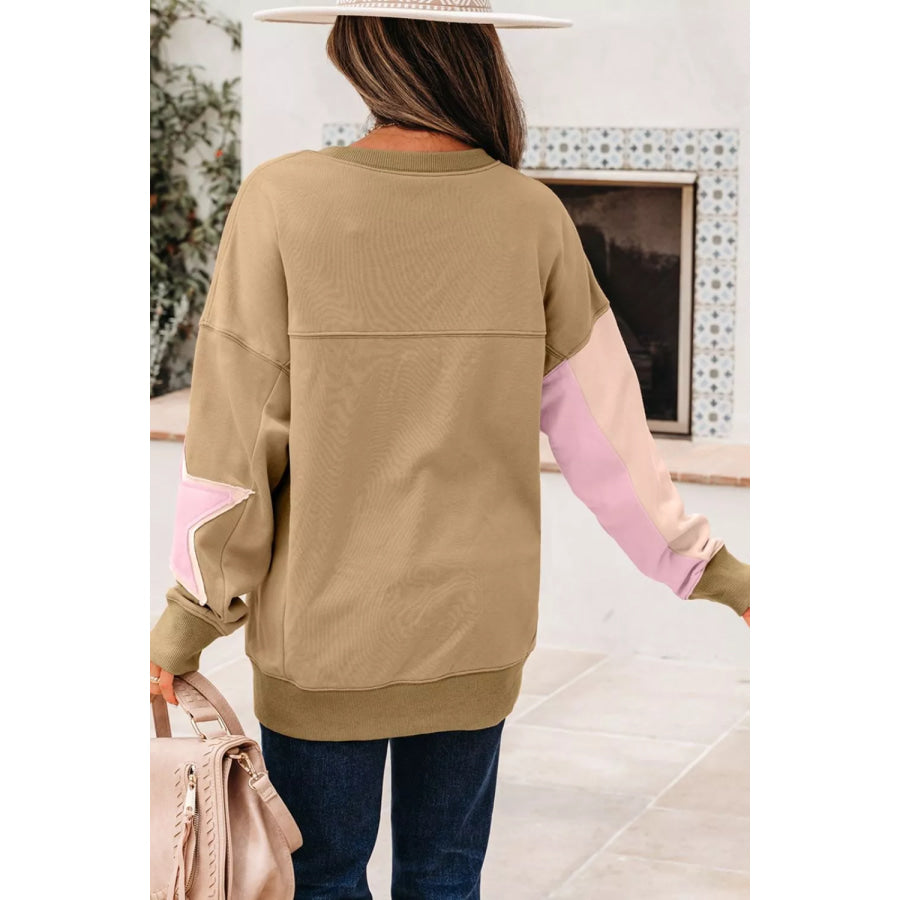 Star Patch Crew Neck Sweatshirt Apparel and Accessories