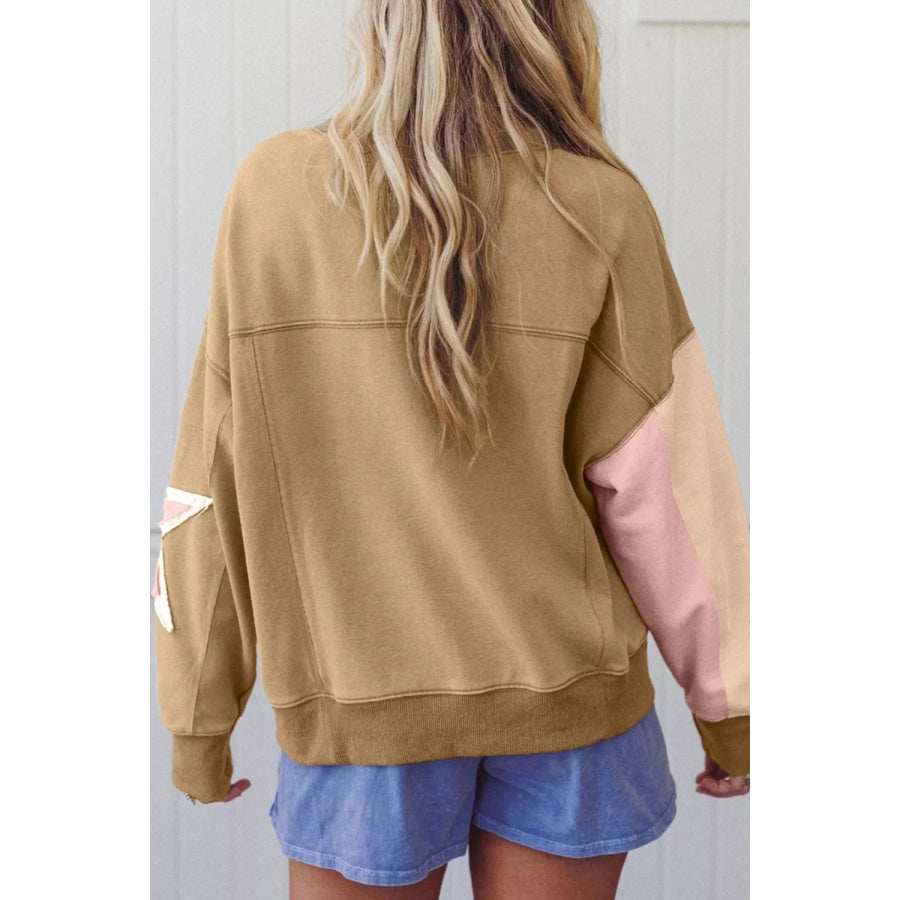 Star Patch Crew Neck Sweatshirt Apparel and Accessories