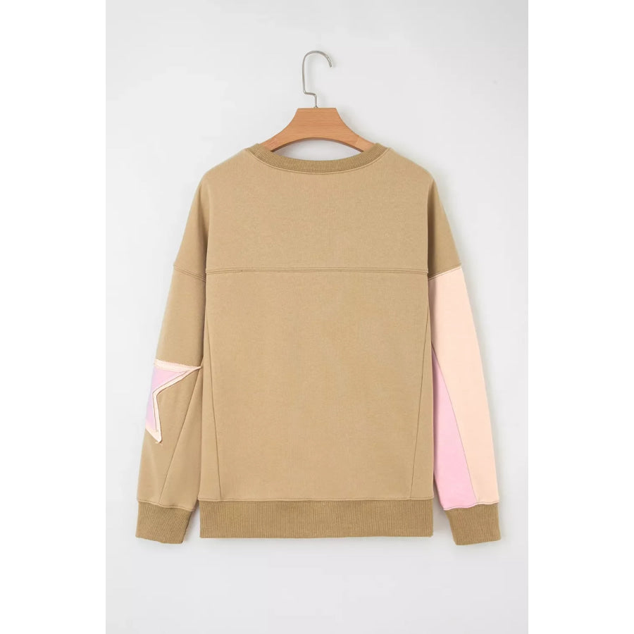 Star Patch Crew Neck Sweatshirt Apparel and Accessories