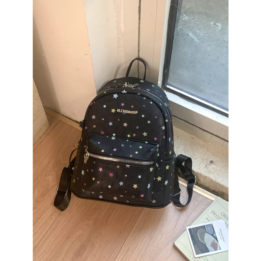Star Pattern Backpack Bag Black / One Size Apparel and Accessories
