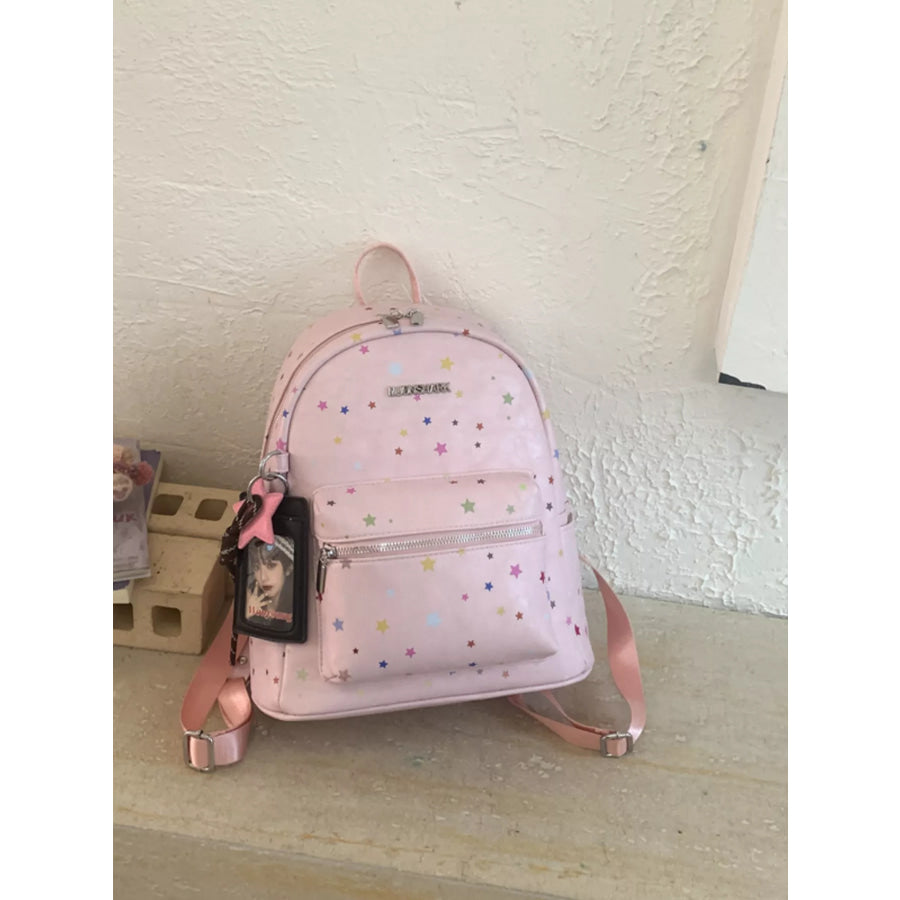 Star Pattern Backpack Bag Blush Pink / One Size Apparel and Accessories