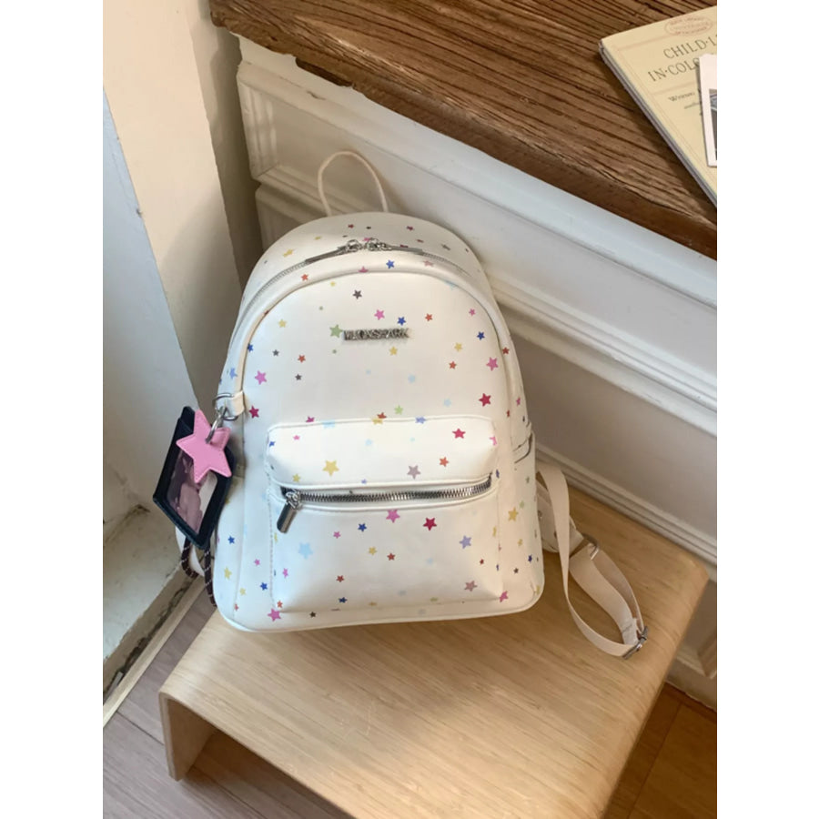 Star Pattern Backpack Bag White / One Size Apparel and Accessories