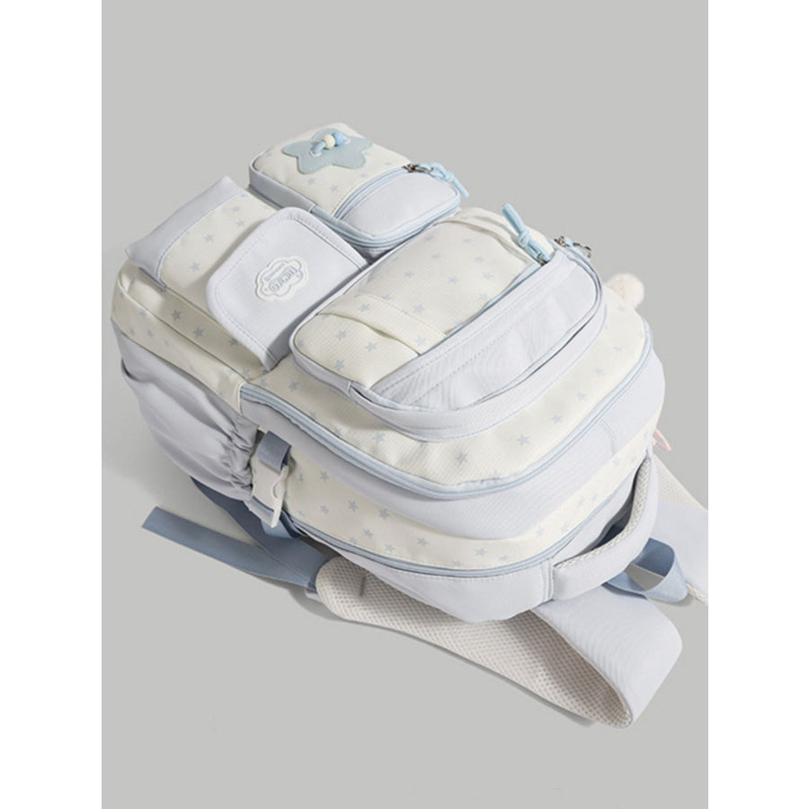 Star Pattern Lightweight Backpack Bag Blue / One Size Apparel and Accessories