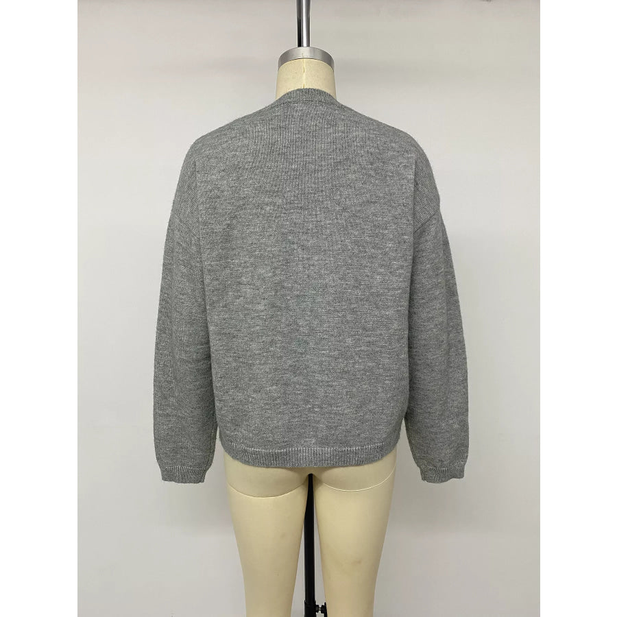 Star-Patterned Dropped Shoulder Sweater Apparel and Accessories