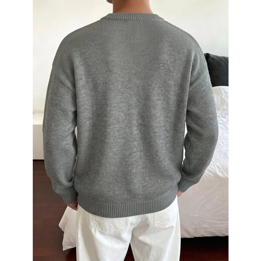 Star-Patterned Dropped Shoulder Sweater Apparel and Accessories