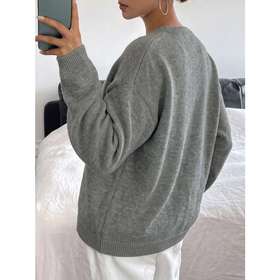 Star-Patterned Dropped Shoulder Sweater Apparel and Accessories