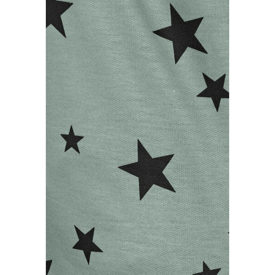 Star Print Round Neck Dropped Shoulder Sweatshirt Clothing