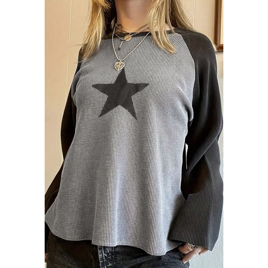 Star Round Neck Raglan Sleeve Top Apparel and Accessories