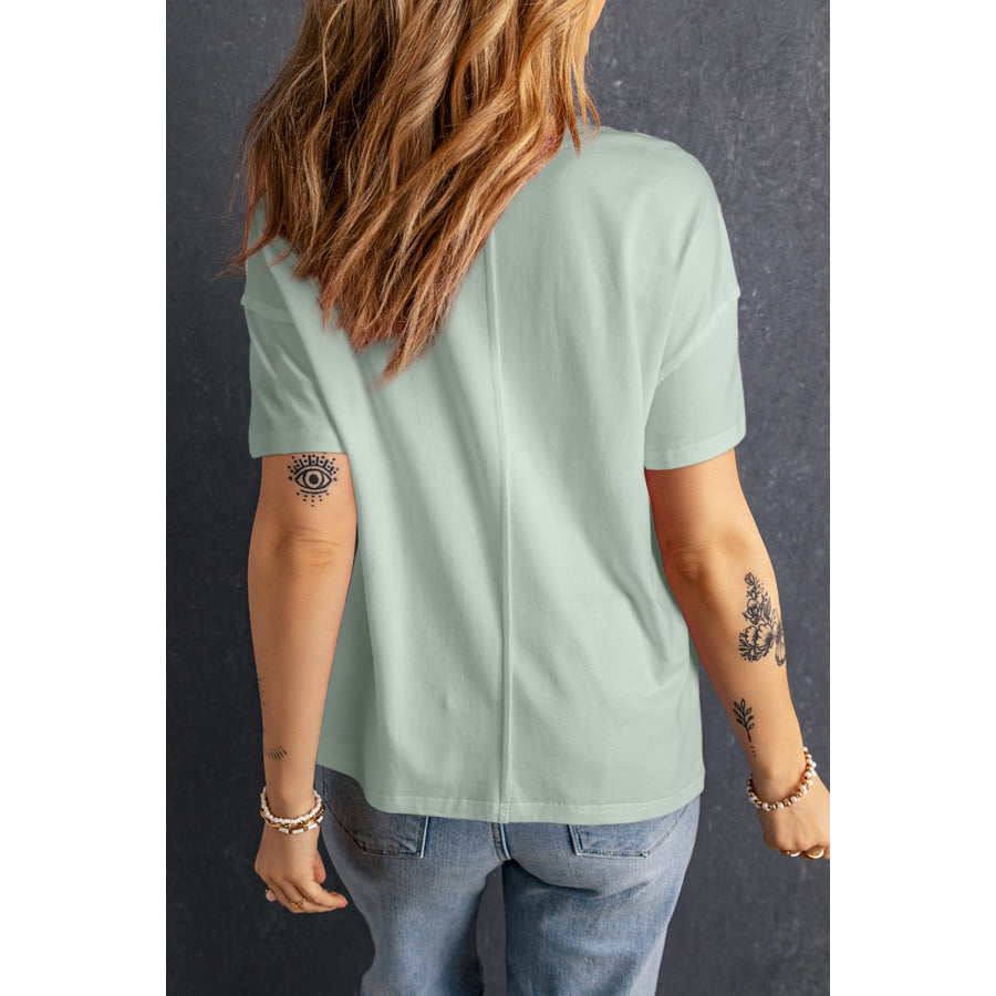 Star Round Neck Short Sleeve T-Shirt Apparel and Accessories