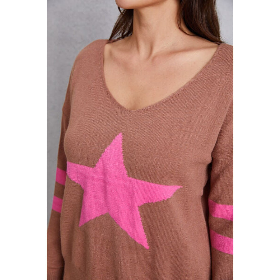 Star Scoop Neck Dropped Shoulder T-Shirt Clothing