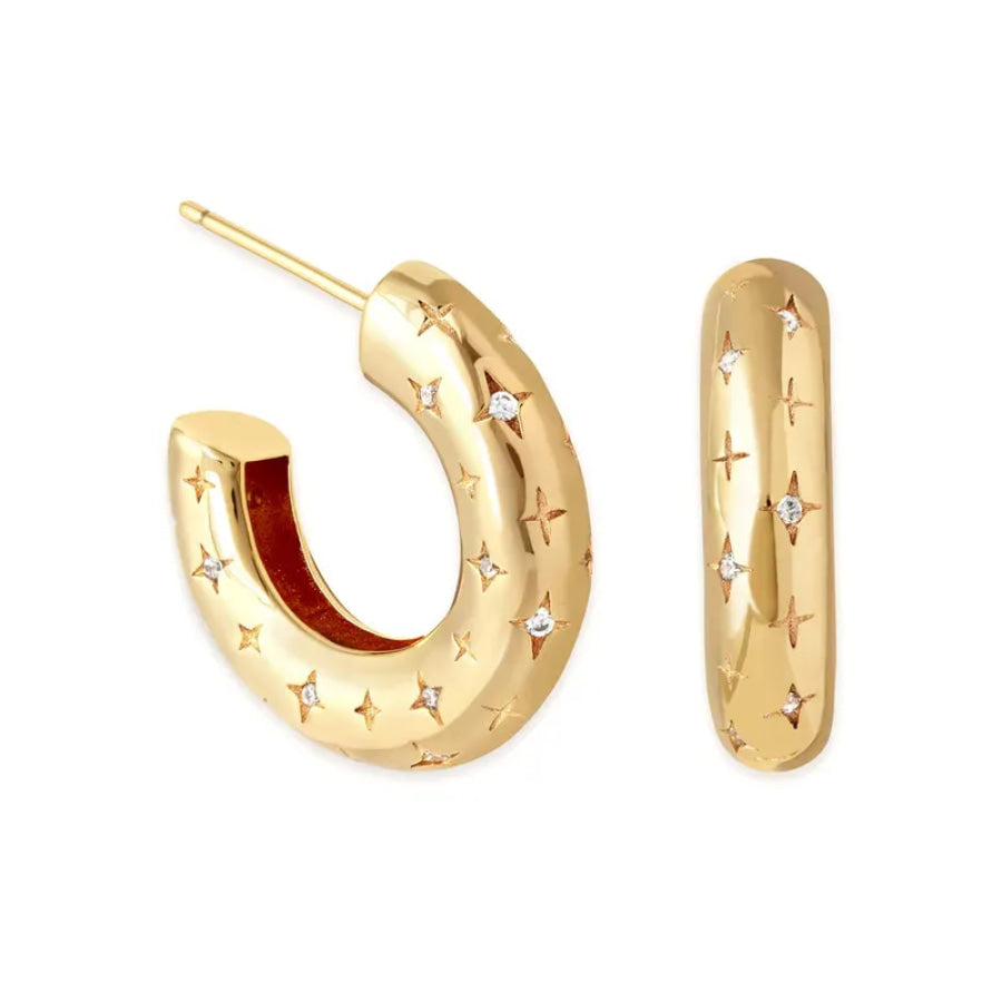 Star Spangled Hoop Earrings (Pre-Order) Gold Earrings