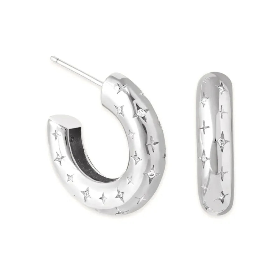 Star Spangled Hoop Earrings (Pre-Order) Silver Earrings