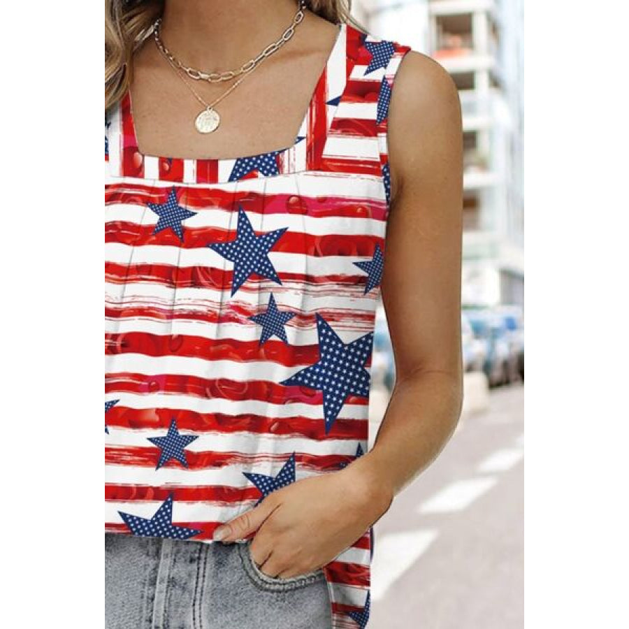 Star Striped Square Neck Tank Apparel and Accessories