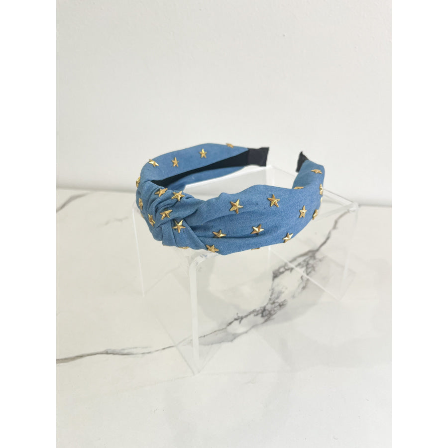 Star Studded Blue Denim Headband WS 600 Accessories