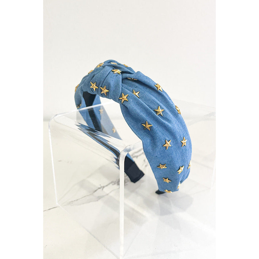 Star Studded Blue Denim Headband WS 600 Accessories